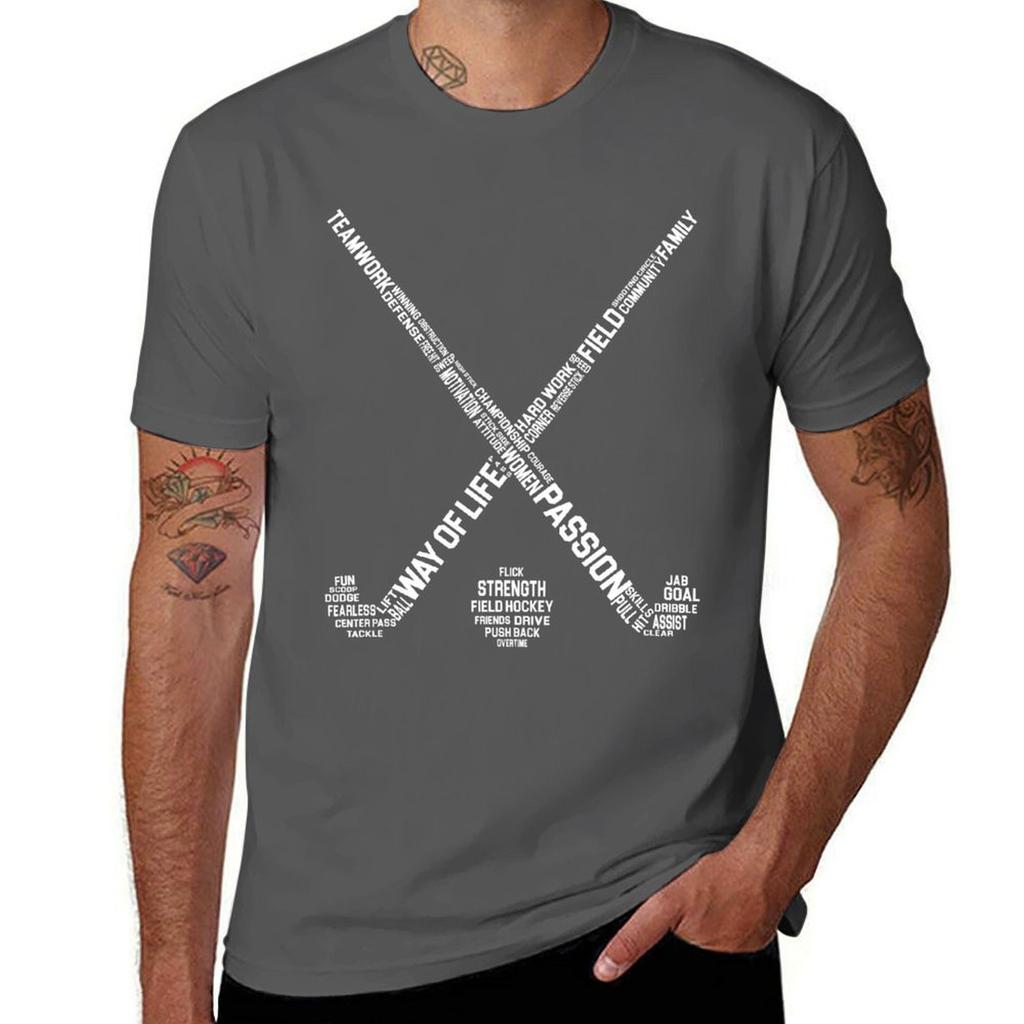 Field Hockey Words TShirt Basic Solid Tee for Daily Use