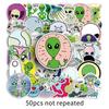 50 Alien Doodle Cartoon UFO Stickers - Waterproof DIY Journal, Skateboard, and Luggage Stickers