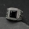 Hip Hop Bling 316 Stainless Steel Square Big Stone Master Masonic Freemasonry Finger Rings for Men Rapper Jewelry