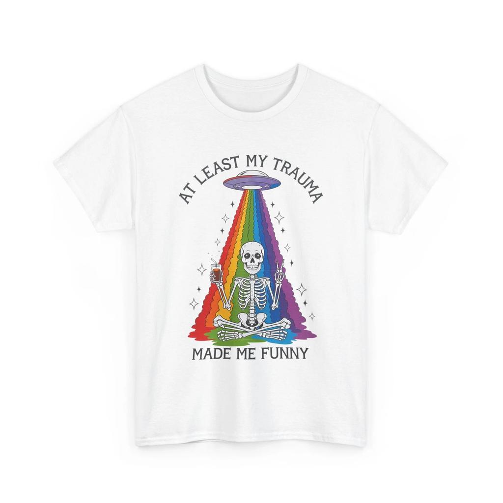 At least my trauma made me funny Shirt | Alien UFO Graphic Tee