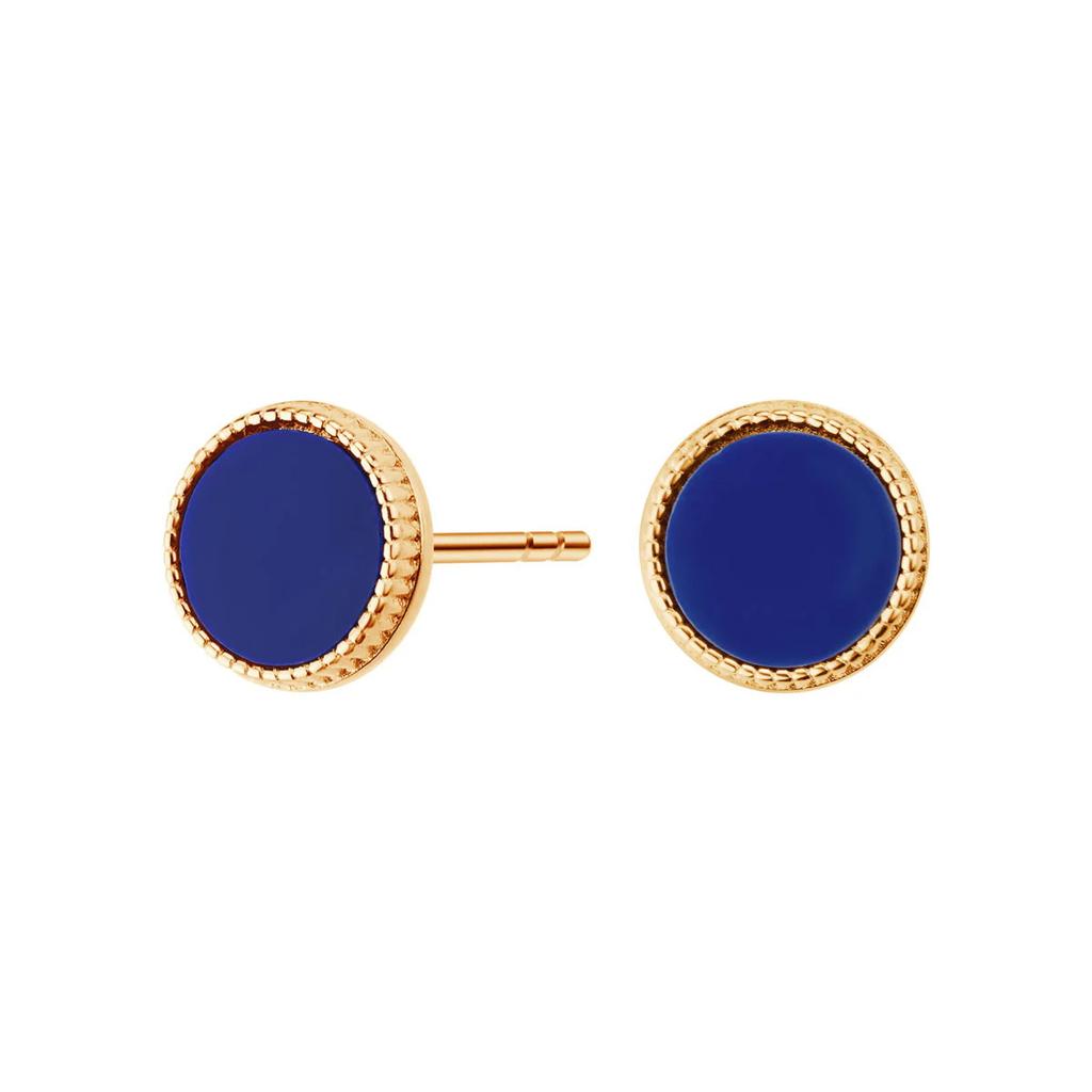 Blaue Lapislazuli Creolen 8mm | 925 Vergoldetes Silber - Kks56474Y