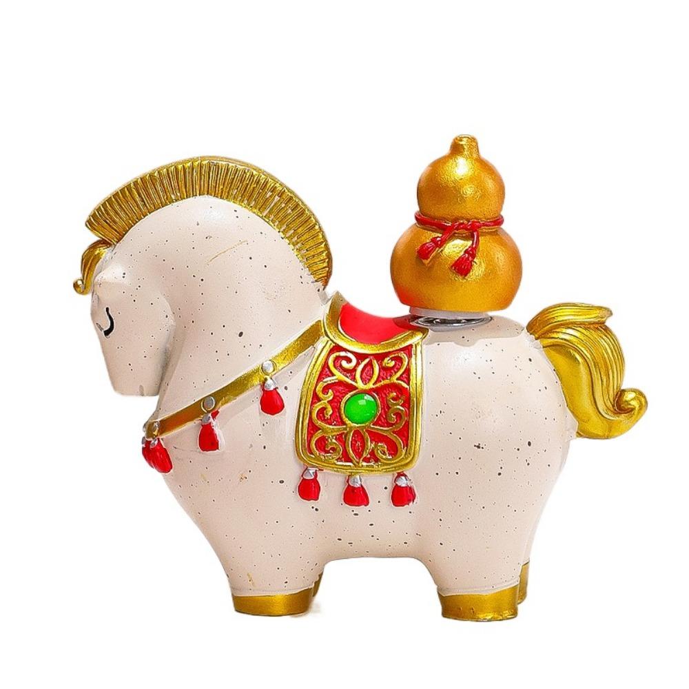 Cute Resin Horse Figurine Chinese Style Horse Mascot Zodiac Horse Ornaments Rotatable Desktop Ornament Office