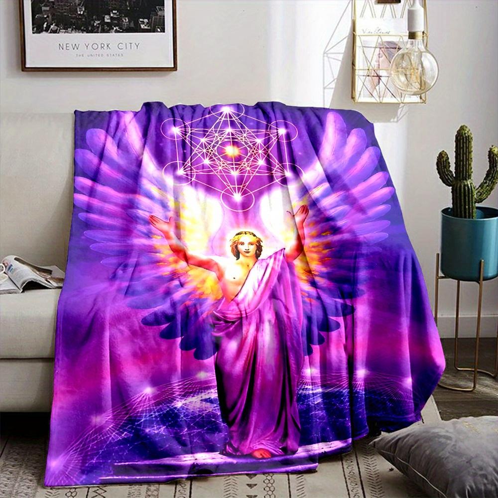 Sacred Seraphim Metatron Print Flannel Throw Blanket - Digital Printing, Reversible, All-Season, Non-Woven Polyester