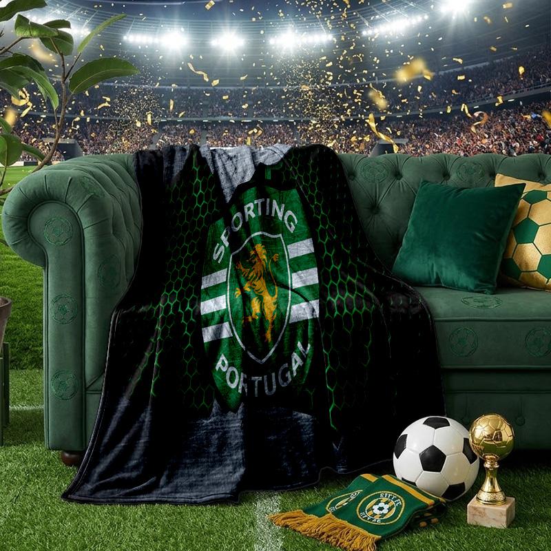 Sporting Portugal Crest Throws Blanket Flannel Blankets Plush for Couch Bed Gifts for Men Women Travel Picnic Blanket Christmas Fan Gifts