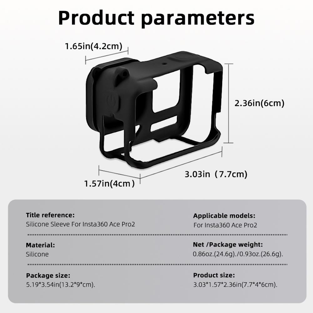 For Insta360 Ace Pro2 Rubber Camera Shell with Lens Cap Cover Camera Protector Case Portable Protective Case Camera Accessories