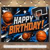 2D Planar Flag, 2D Plane - 1 Piece of 2D Flag - Basketball Theme Birthday Party Banner backgroundXY