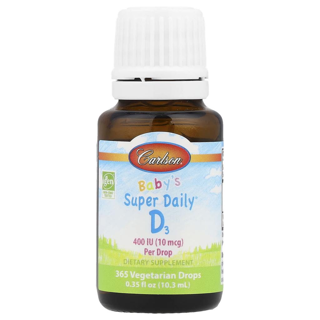 Carlson, Super Daily D3 for Babies, 10 Mcg (400 IU), 0.35 Fl Oz (10.3 Ml)