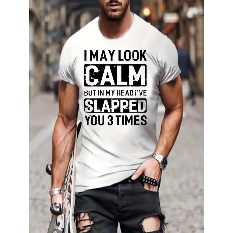 Europese maten Heren Grappig Slogan T-shirt Print Casual Korte Mouw Ronde Hals Humor Tee voor Feesten, Casual Kleding & Sarcasme Normale Pasvorm