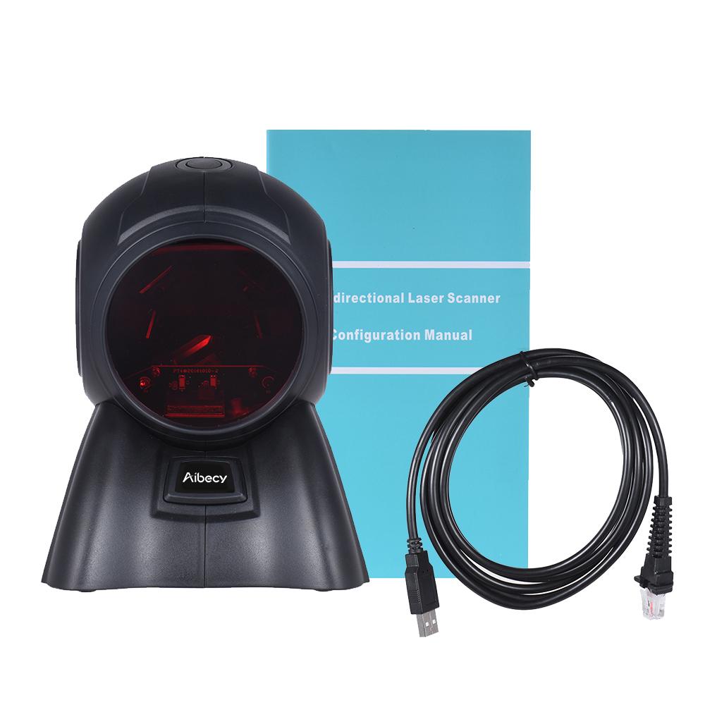 Aibecy Omni-directional 20 de linii 1D USB Orbit Scanner de coduri de bare Cititor Scanare automata Viteza de 1800t/s