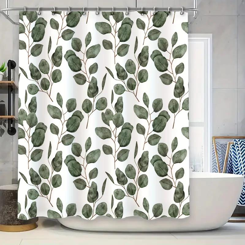 Greenery Shower Curtain Waterproof Decorative Bathroom Rug Mat 3D Printed Polyester Fabric Home Accessories SizeCustomizable (La