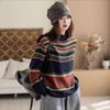 2025 Winter Striped High Neck Wool Knit Top for Women