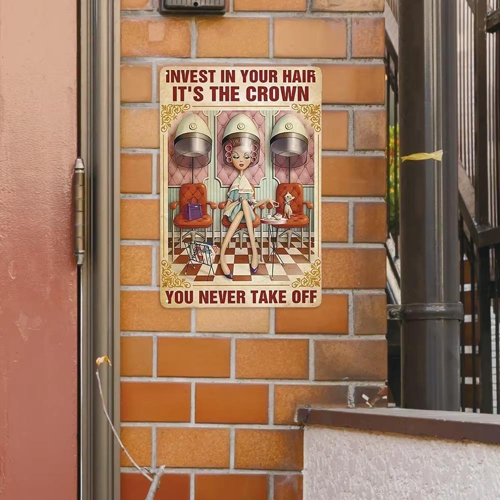 Salon 1 Stück Friseur Das Leben ist zu kurz für langweilige Haare Metallschild Bar Café Wanddeko Heimdeko Kunstposter Retro Poster