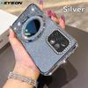 KEYSION Luxuriöse Glitzernde Juwelenbesetzte Magnetische Handyhülle für Samsung Galaxy A52 S 5G A32 4G Make-up-Spiegel Ständer Stoßfeste Rückseite