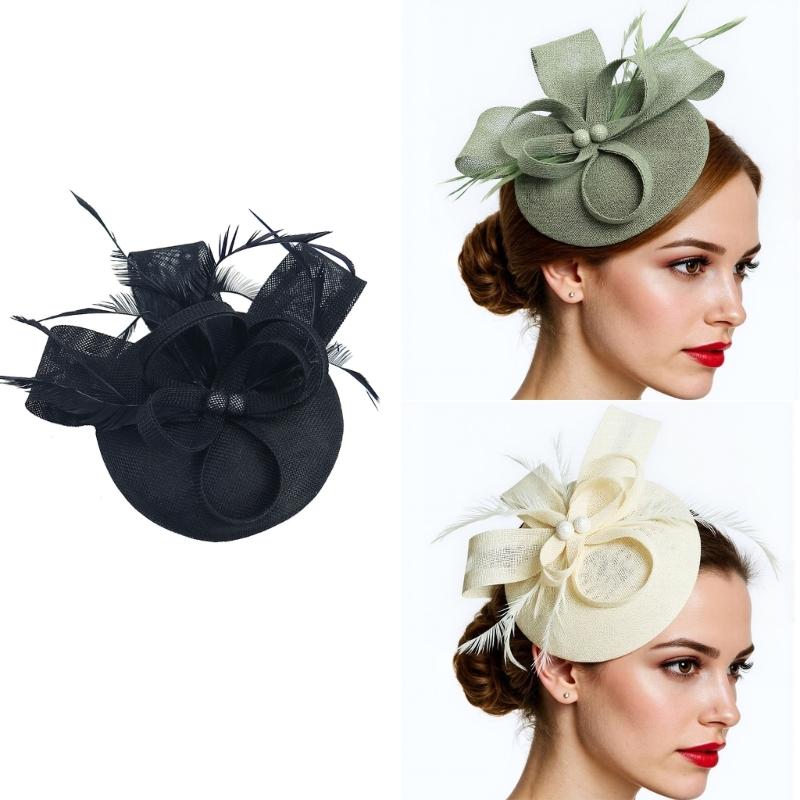 Elegantná čelenka Dámske fascinátory Pokrývka hlavy Ručne vyrobený doplnok do vlasov na svadobné večierky a tematické oslavy