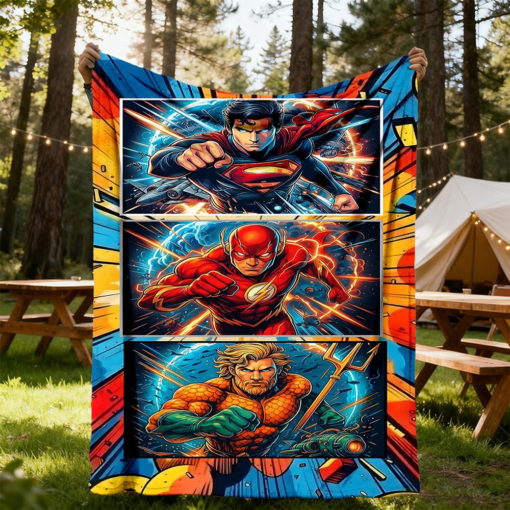 1PC Superheroes Comics Outdoor Blanket Lightweight Flannel, Soft & Warm, All-Season Use for Sofa, Outdoor, Camping, Living Room, Office88