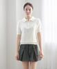 Keulleiseu Zip-Up Short Sleeve Knit_Ivory