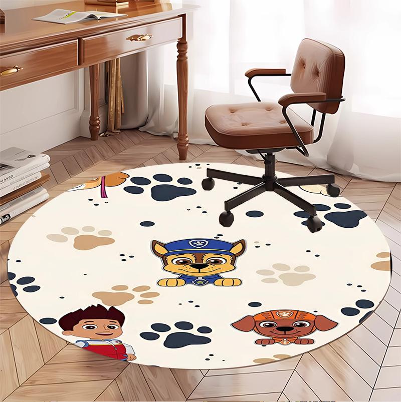 PAW Patrol Pattern Round Rug, Indoor/Outdoor Mat, for Picnic, Gameroom, Bedroom, Office, Living Room, Home Decor Carpet, Birthday Gift