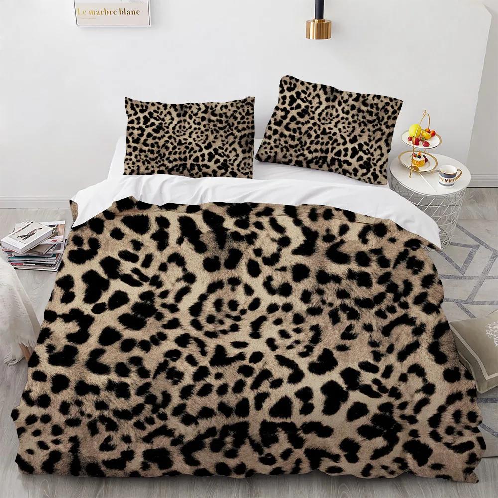 3D Print Animal Skin Bedding Sets Queen Quilt Cover Set King Sze Leopard Home Textile 100% Polyester Duvetcover 2pcs Pillowcase