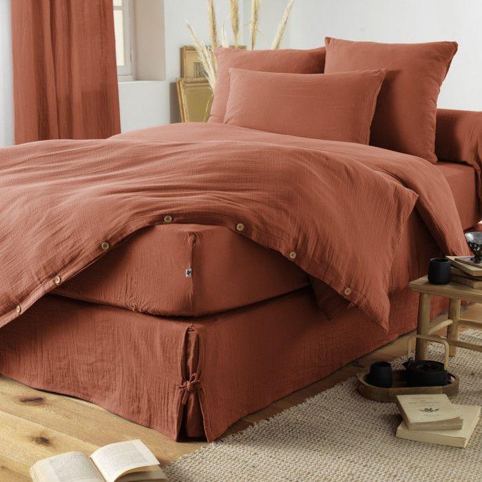 Taie d'oreiller "Gaïa" 60 x 60 cm & 50 x 70 cm "Gaze de Coton" - Gaïa Terracotta - 50 x 70 cm - Gaia Terracotta -