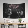 Sam & Dean Tapestry  Wall Hanging, Black White Pink Text Print, Gothic Aesthetic Art Cloth for Bedroom Dorm Living Room Fans
