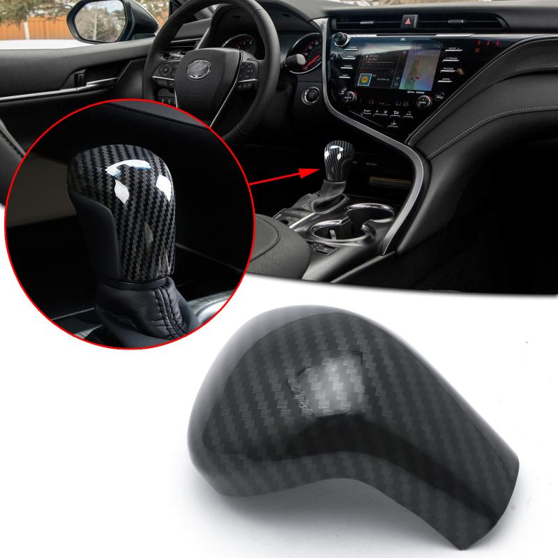 1pcs Carbon Fiber Style Interior Gear Shift Knob Cover Molding Trim For Toyota Camry 2018-2021 Avalon Corolla Hatchback 2019 2020
