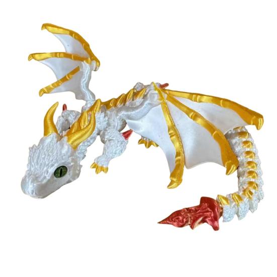 3D Spausdintas Sparnuotas Drakonas Artikuliuotas Drakonas Fidget Žaislas su Ragais Drakono Modelis su Lankstomu