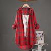 Plus Size Women's Plaid Blouses Medium Long Casual Style Shirt Loose Women All Match Long Sleeved Shirts Sunscreen Blouses