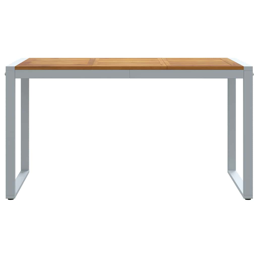 Garden Table Gray 140 X 80 X 75 Cm Solid Acacia Wood