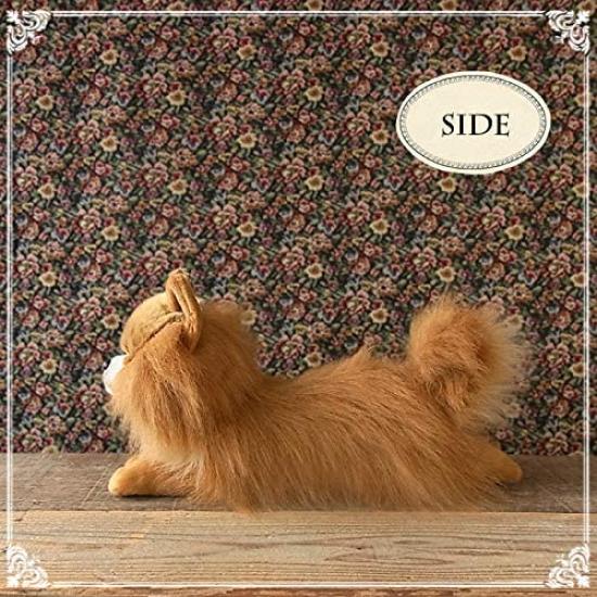 Ninian and Kino Plush Realistic Lying Down Approximately 40cm Pet Dog, Puppy, Long, (Pomeranian)