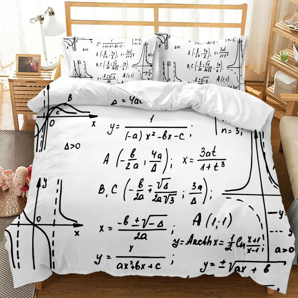 Mathematical Calculation Formula Bedding Set Luxury Black White Duvet Cover for Adults Home Textiles Bedclothes