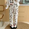 Damen Cartoon Flanell Fleecegefütterte Pyjamahose - Warmer Herbst-/Winterstil