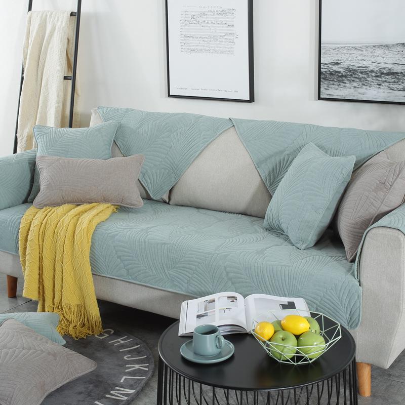 Nordic Simple Solid Color Sofa Cushion Four Seasons Pure Cotton Fabric Non-Slip Seat Cushion Winter Universal Modern Sofa Cover Towel