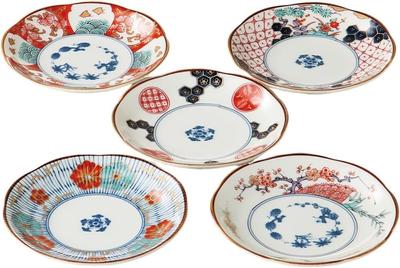 Kleine Teller im Set, Durchmesser 12 x Höhe Somenishiki Koimari, klein, Mino, hergestellt in Japan, Ale-net 5, 2 cm, Teller, Porzellan, Ware,