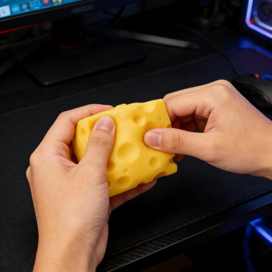 Yellow Cheese Squeeze Toy Soft Slow Rising Fidget Toy for Stress Relief Novelty Food-Themed Decompression Gadget for Adults Kids