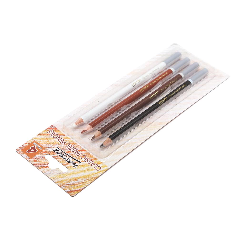 Crayons professionnels au charbon de bois Pastel doux, 4 pièces, teintes de peau en bois, crayons de couleur blanche pour artiste, dessin, mélange de croquis