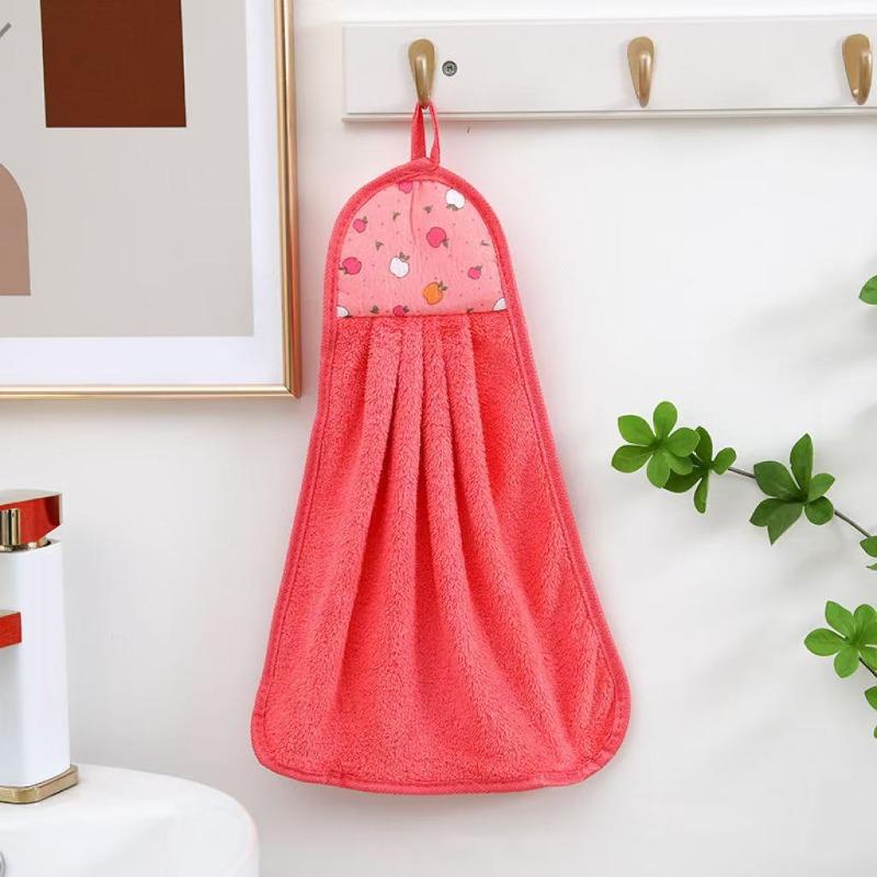 1Pc Kitchen Hand Towel Hanging Type Super Absorbent Coral Fleece Bathroom Enlarged Thickened Hand Towel Rag Dishcloth