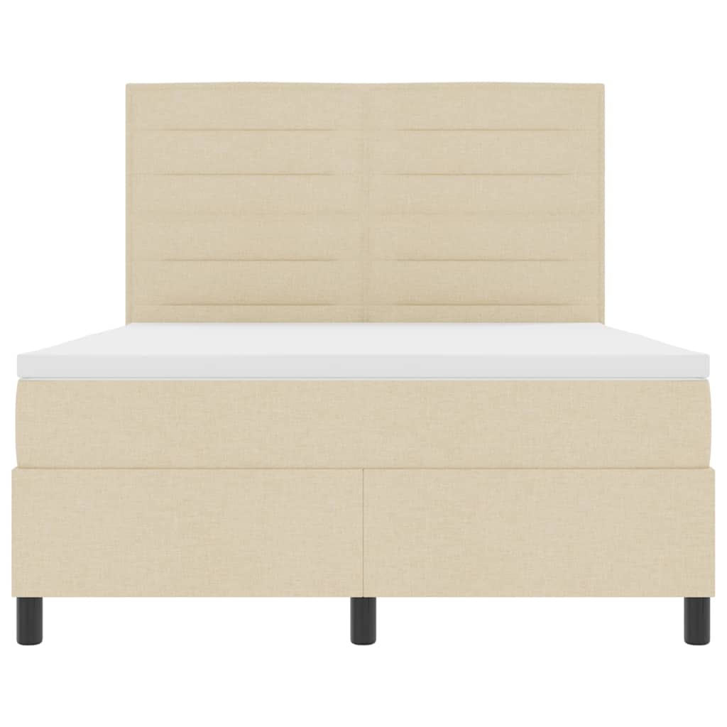 Box Spring Bed with Mattress Cream 160 X 200 Cm Fabric