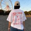 Retro Style Wine Cheese Club Graphic Tshirt For Women Funny Food Lover Loose Streetwear Short Sleeve Tees Fashion Unisex Tops