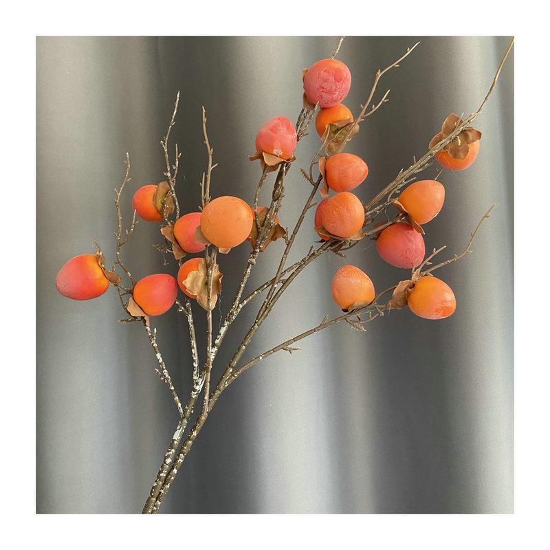 Faux Persimmon Fruit Branch For Home Decor With Foam Painted Berries