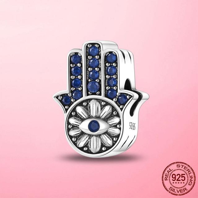 New Hamsa Hand Beads for Diy Jewelry Making 925 Sterling Silver Fatima Hand Charm Fit Fashion Bracelet Original Jewelry