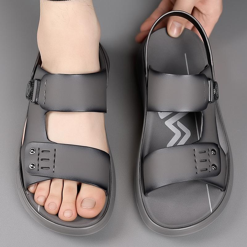 Fashion Men Outdoor Mens Shoes Breathable Male Slippers Casual Footwear Summer New Men's Leather Sandals Luxury Open Toed Beach Sandals