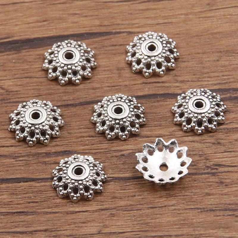 Antique Silver Flower Spacer Beads: Multi-Style, Hollow Design for DIY Bracelets & Necklaces