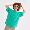 Women's Spring and Summer New Solid-coloured T-shirt Washed Do Old Batik Tops Cotton Short-sleeved