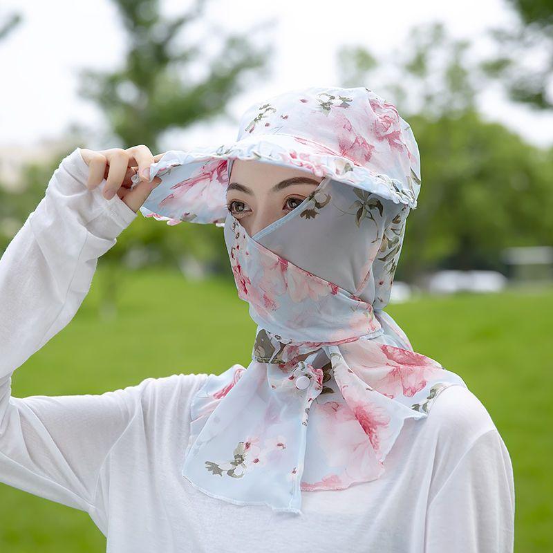 Summer Sun Hat Women's Cycling Outdoor Women's Hat Face Covering UV Protection, Big Edge Beach Hat