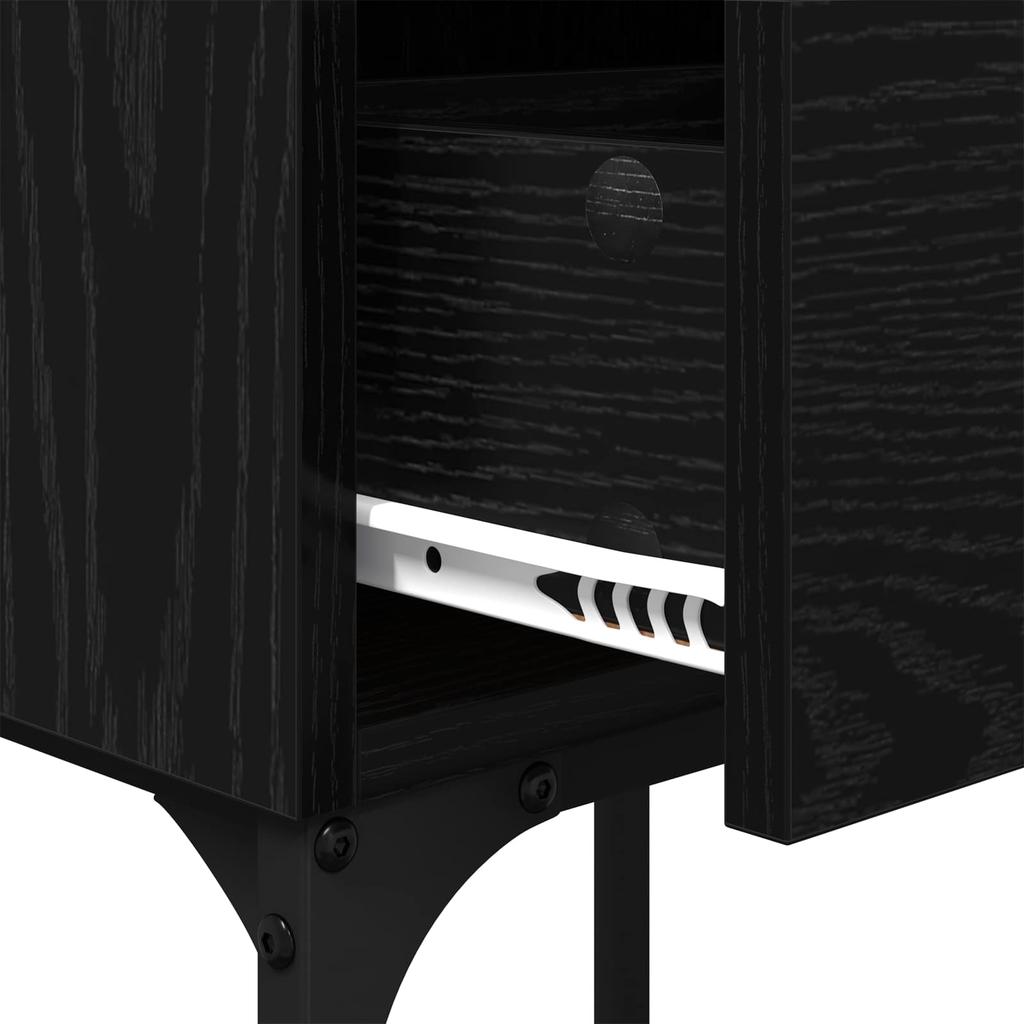 Nightstand Set of 2 Black Oak Effect 40 X 29 X 60 Cm