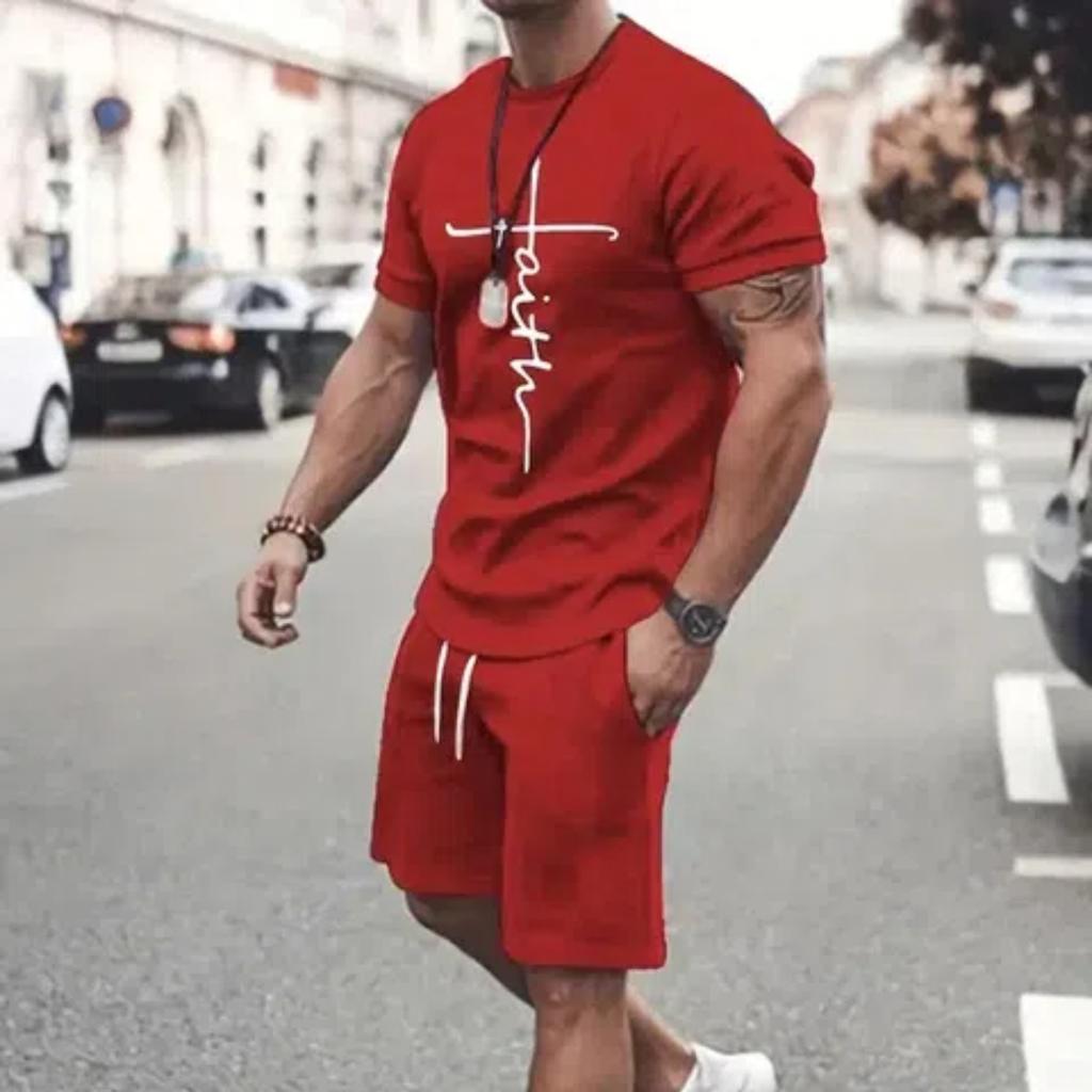 Zomerpak voor heren Straatmode Los en comfortabel T-shirt Buiten Sport Hardlopen Fitness Short Textielprint