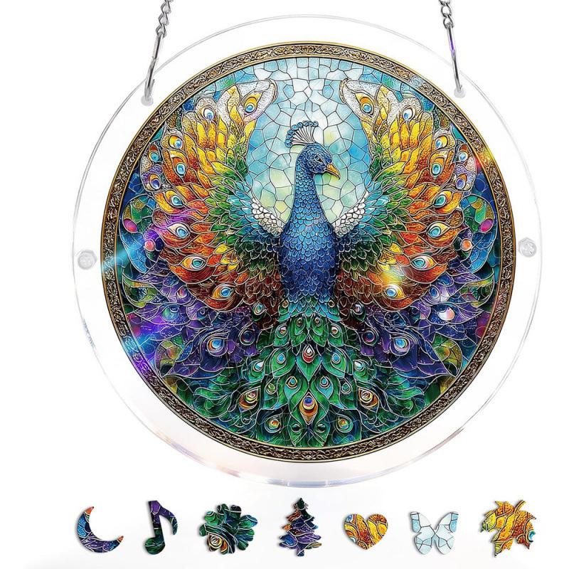 Acrylic Suncatcher Window&Garden Hanging Sun Catcher Rainbow Indoor Window Decoration for Living Room Bedroom Colorful Acrylic Puzzles Suncatcher