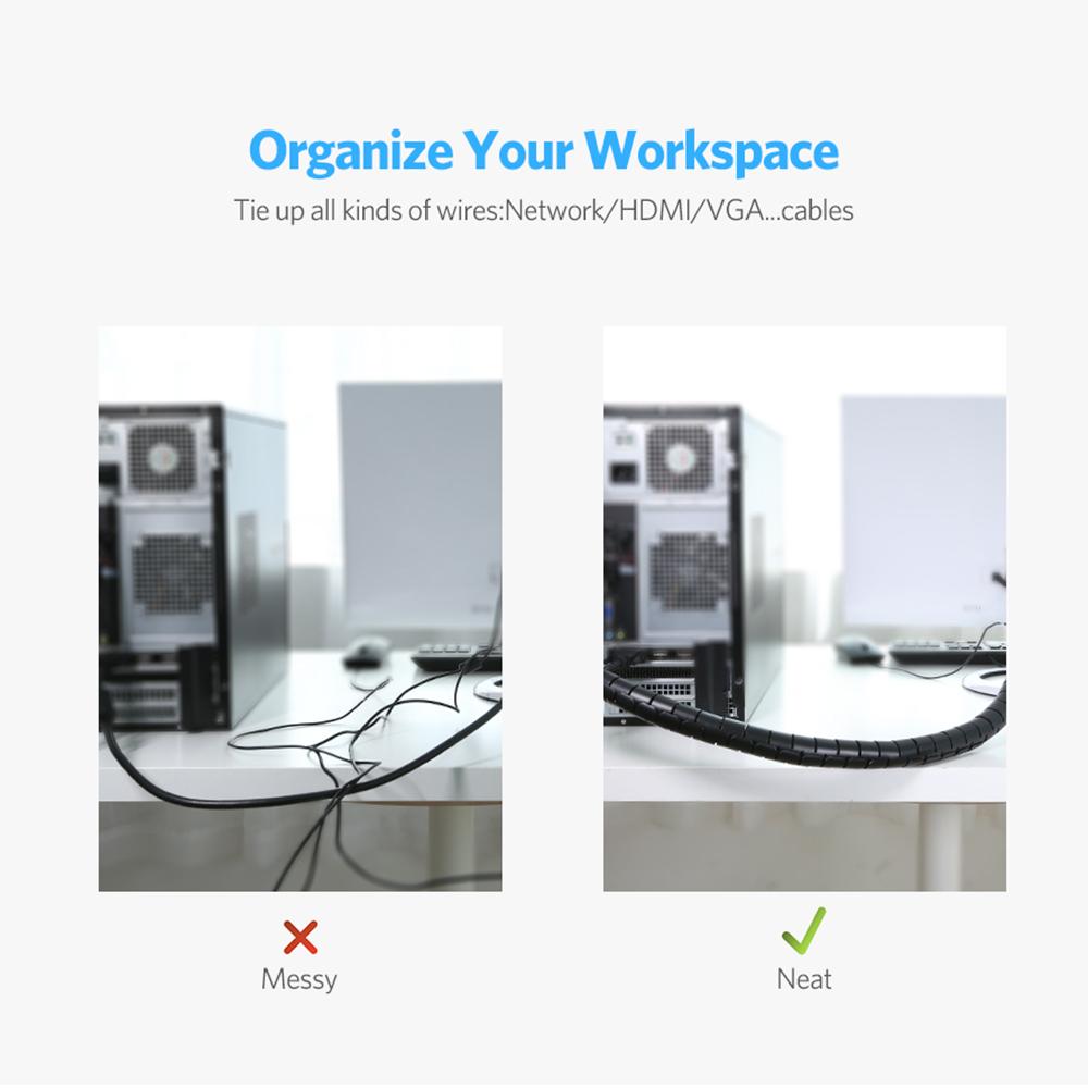 Desktop Spiral Wire Wrap Cable Winder Cord Protector Storage Pipe Management Cable Organizer