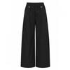 ShOp   WOmens Elastic Waist O Ring Wide Plain midseasOn Pants Black Ntt Wpt260 