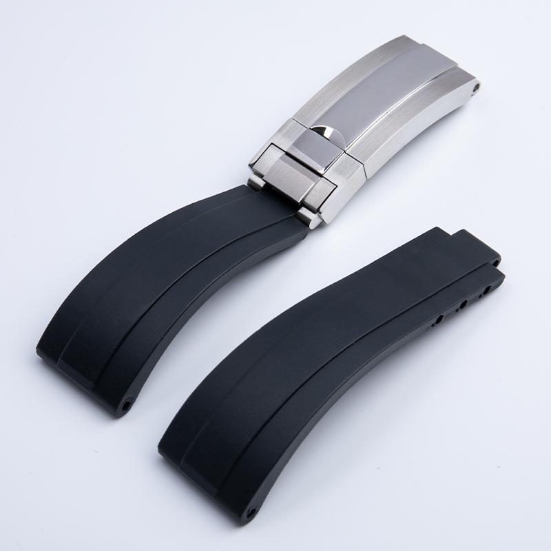 Bracelet de montre en caoutchouc à boucle courte 20/21 mm Adapté pour Rolex Daytona Submariner Role OYSTERFLEX Yacht Master Petit poignet Bracelet en silicone